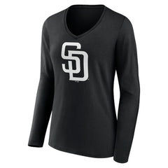MLB San Diego Padres Women's Monochrome Personalized Name & Number Long Sleeve V-Neck T-Shirt