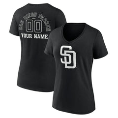 MLB San Diego Padres Women's Monochrome Personalized Name & Number V-Neck T-Shirt