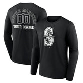 MLB Seattle Mariners Monochrome Personalized Name & Number Long Sleeve T-Shirt