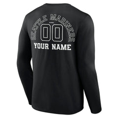 MLB Seattle Mariners Monochrome Personalized Name & Number Long Sleeve T-Shirt