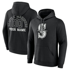 MLB Seattle Mariners Monochrome Personalized Name & Number Pullover Hoodie