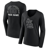 MLB St. Louis Cardinals Women's Monochrome Personalized Name & Number Long Sleeve V-Neck T-Shirt