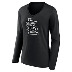 MLB St. Louis Cardinals Women's Monochrome Personalized Name & Number Long Sleeve V-Neck T-Shirt