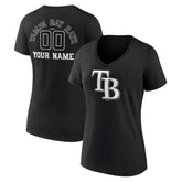 MLB Tampa Bay Rays Women's Monochrome Personalized Name & Number V-Neck T-Shirt