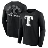 MLB Texas Rangers Monochrome Personalized Name & Number Long Sleeve T-Shirt