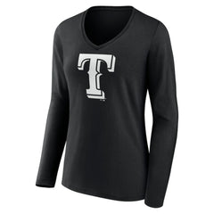 MLB Texas Rangers Women's Monochrome Personalized Name & Number Long Sleeve V-Neck T-Shirt