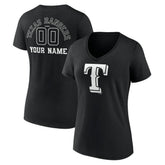 MLB Texas Rangers Women's Monochrome Personalized Name & Number V-Neck T-Shirt