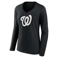 MLB Washington Nationals Women's Monochrome Personalized Name & Number Long Sleeve V-Neck T-Shirt