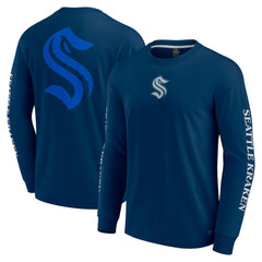 NHL Navy Seattle Kraken Fanatics Elements Strive Long Sleeve T-Shirt