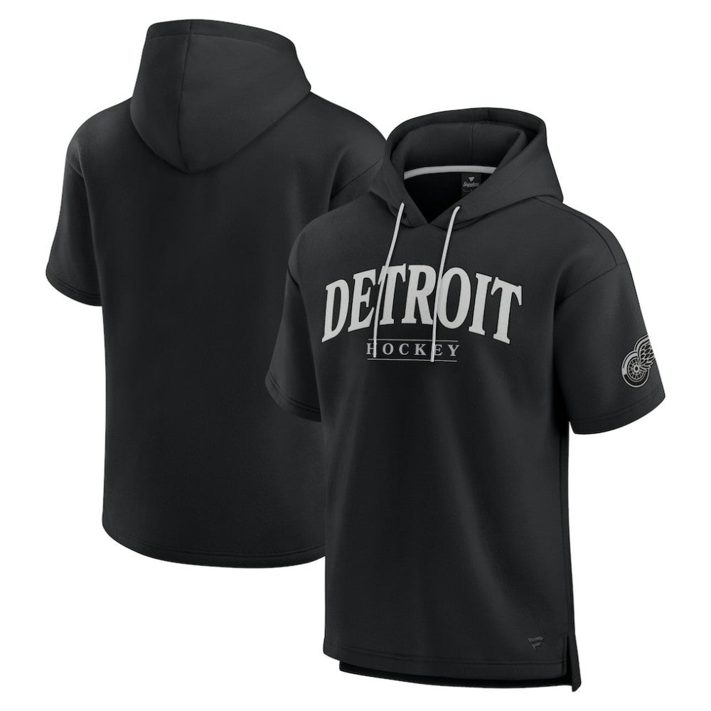 NHL Black Detroit Red Wings Fanatics Elements Ready Short Sleeve Pullover Hoodie