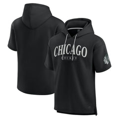 NHL Black Chicago Blackhawks Fanatics Elements Ready Short Sleeve Pullover Hoodie