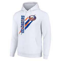 NHL White New York Islanders Starter Color Scratch Fleece Pullover Hoodie