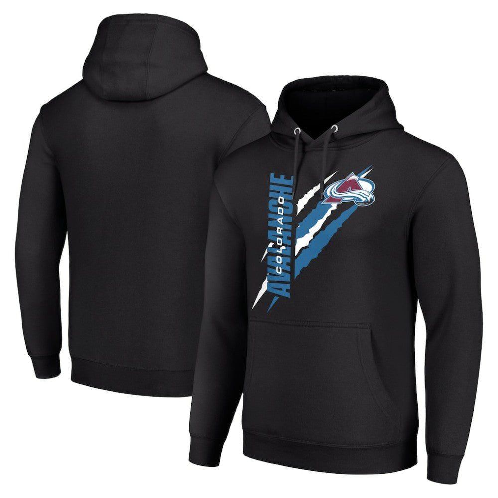 NHL Black Colorado Avalanche Starter Color Scratch Fleece Pullover Hoodie