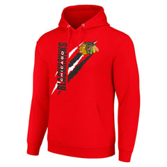 NHL Red Chicago Blackhawks Starter Color Scratch Fleece Pullover Hoodie