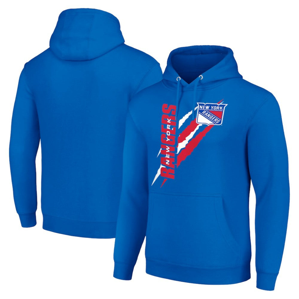 NHL Royal New York Rangers Starter Color Scratch Fleece Pullover Hoodie