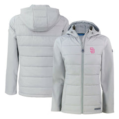 MLB San Diego Padres Cutter & Buck Women's City Connect Evoke Hybrid Eco Softshell Recycled Full-Zip Hoodie Jacket