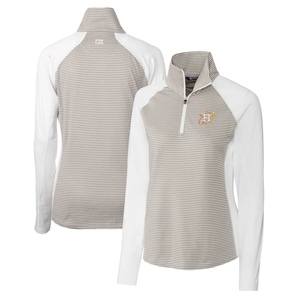 MLB Houston Astros Cutter & Buck Women's City Connect Forge Tonal Stripe Stretch Half-Zip Pullover Top