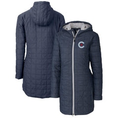 MLB Chicago Cubs Cutter & Buck Women's City Connect Rainier PrimaLoft Eco Insulated Hooded Long Coat