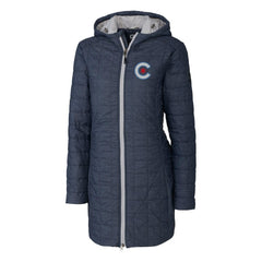 MLB Chicago Cubs Cutter & Buck Women's City Connect Rainier PrimaLoft Eco Insulated Hooded Long Coat