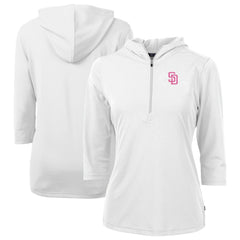 MLB San Diego Padres Cutter & Buck Women's City Connect Virtue Eco Pique Recycled Half-Zip Pullover Hoodie