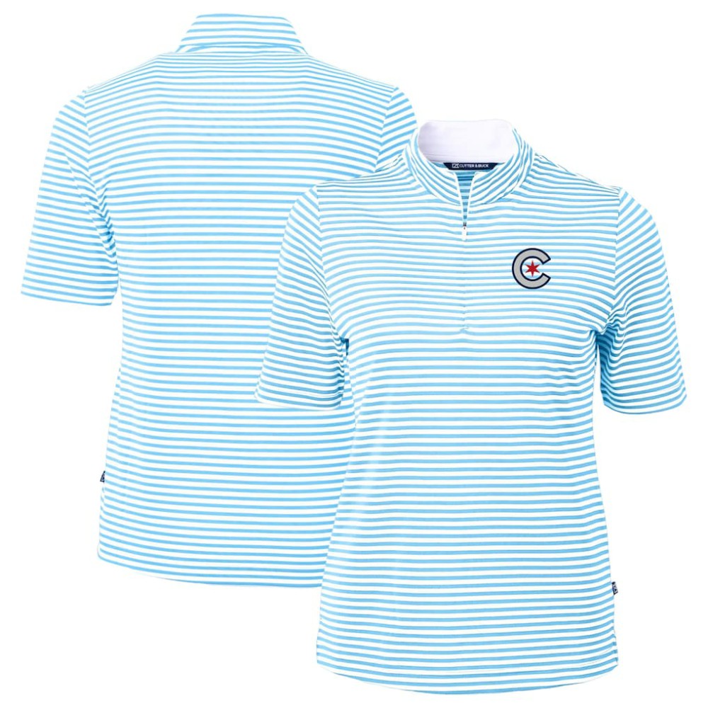 MLB Chicago Cubs Cutter & Buck Women's City Connect Virtue Eco Pique Stripe Recycled Top