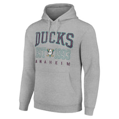 NHL Heather Gray Anaheim Ducks Starter Retro Graphic Pullover Hoodie
