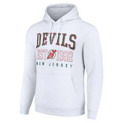 NHL White New Jersey Devils Starter Retro Graphic Pullover Hoodie