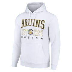 NHL White Boston Bruins Starter Retro Graphic Pullover Hoodie