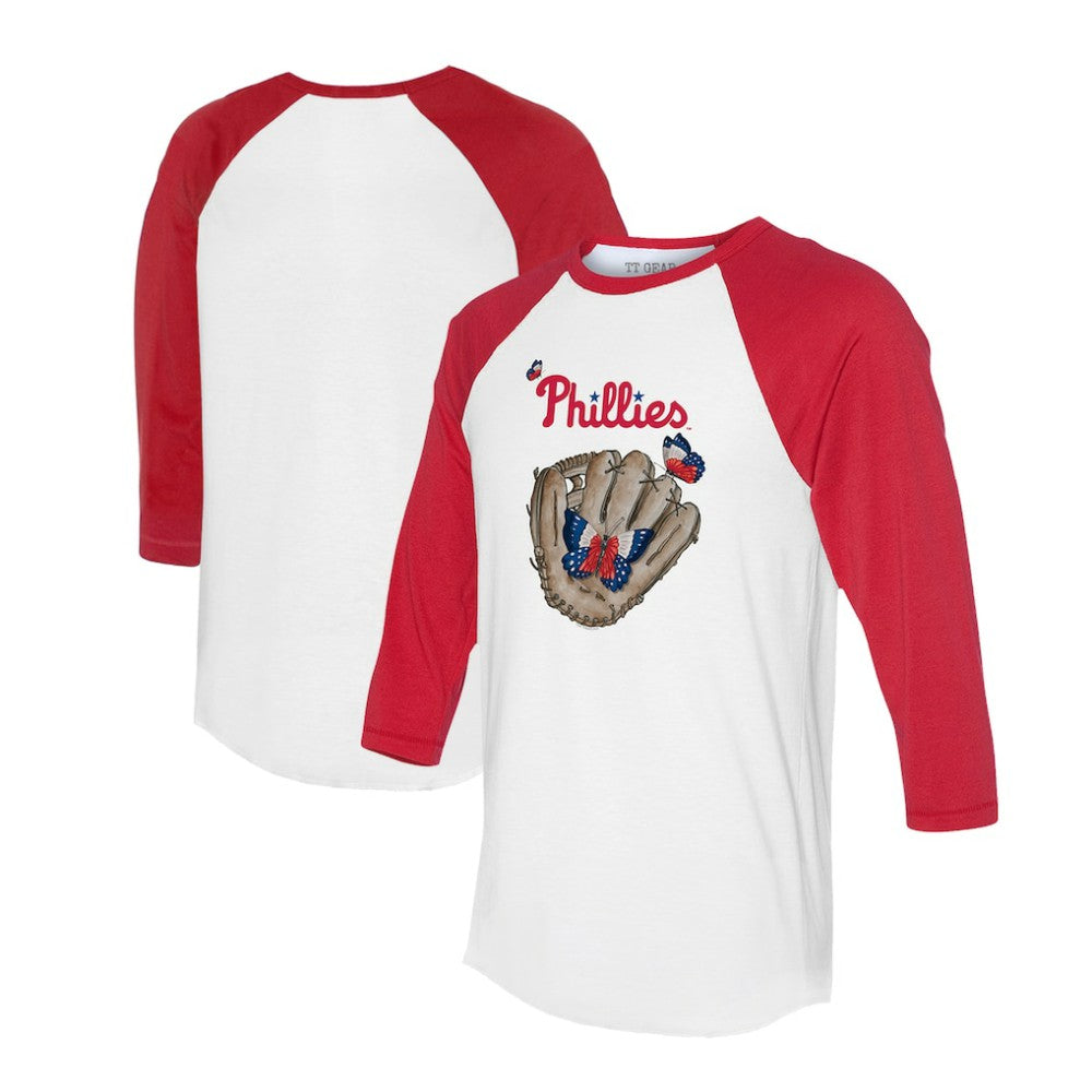 MLB Philadelphia Phillies Tiny Turnip Unisex Butterfly Glove 3/4-Sleeve Raglan T-Shirt
