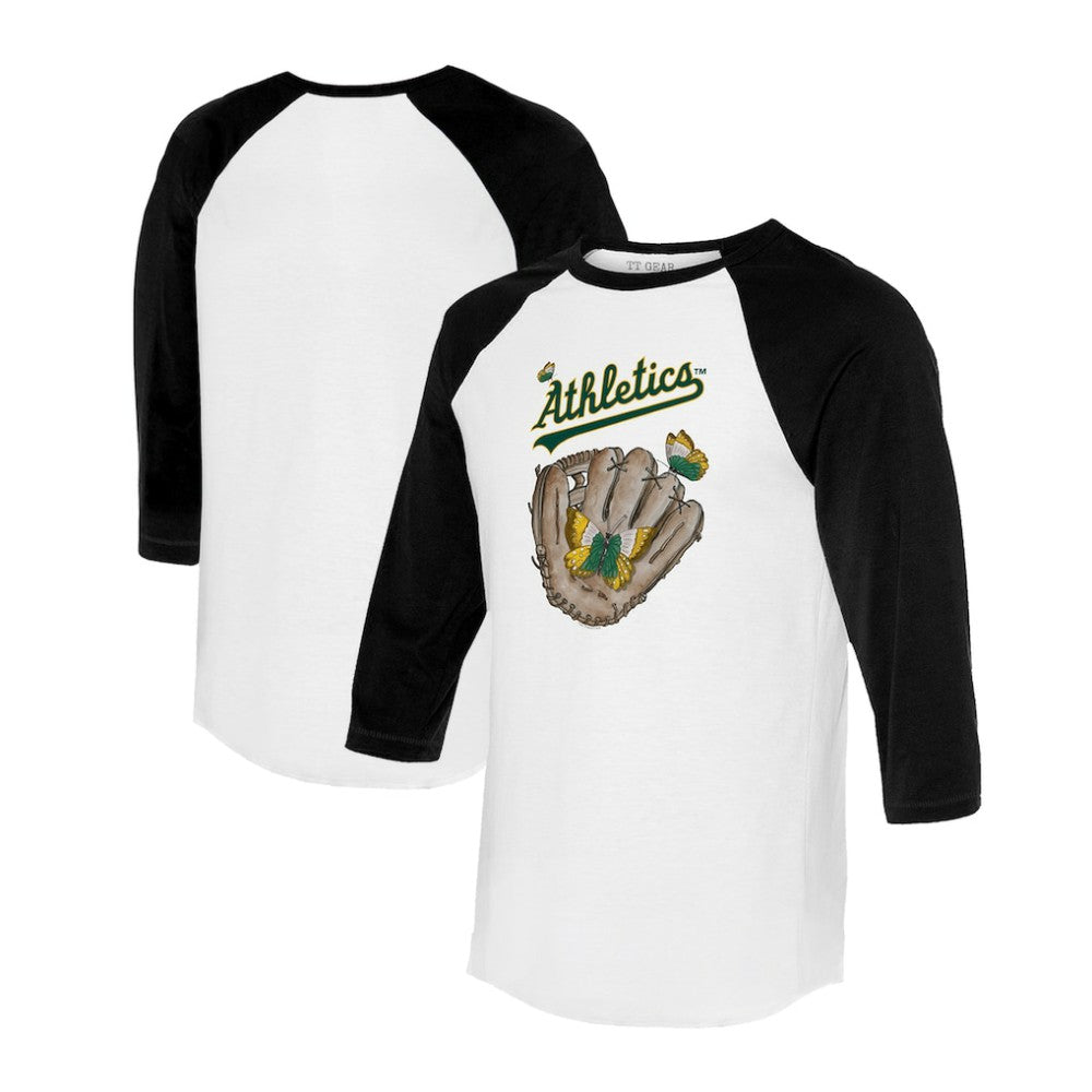 MLB Athletics Tiny Turnip Unisex Butterfly Glove 3/4-Sleeve Raglan T-Shirt