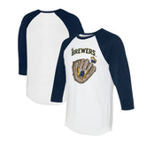 MLB Milwaukee Brewers Tiny Turnip Unisex Butterfly Glove 3/4-Sleeve Raglan T-Shirt