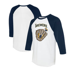 MLB Milwaukee Brewers Tiny Turnip Unisex Butterfly Glove 3/4-Sleeve Raglan T-Shirt