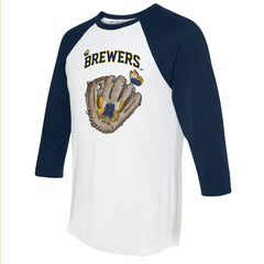MLB Milwaukee Brewers Tiny Turnip Unisex Butterfly Glove 3/4-Sleeve Raglan T-Shirt
