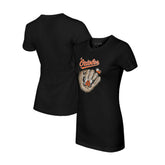 MLB Baltimore Orioles Tiny Turnip Women's Butterfly Glove T-Shirt