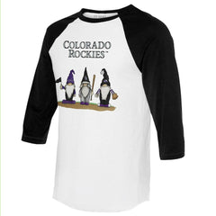 MLB Colorado Rockies Tiny Turnip Unisex Gnomes 3/4-Sleeve Raglan T-Shirt