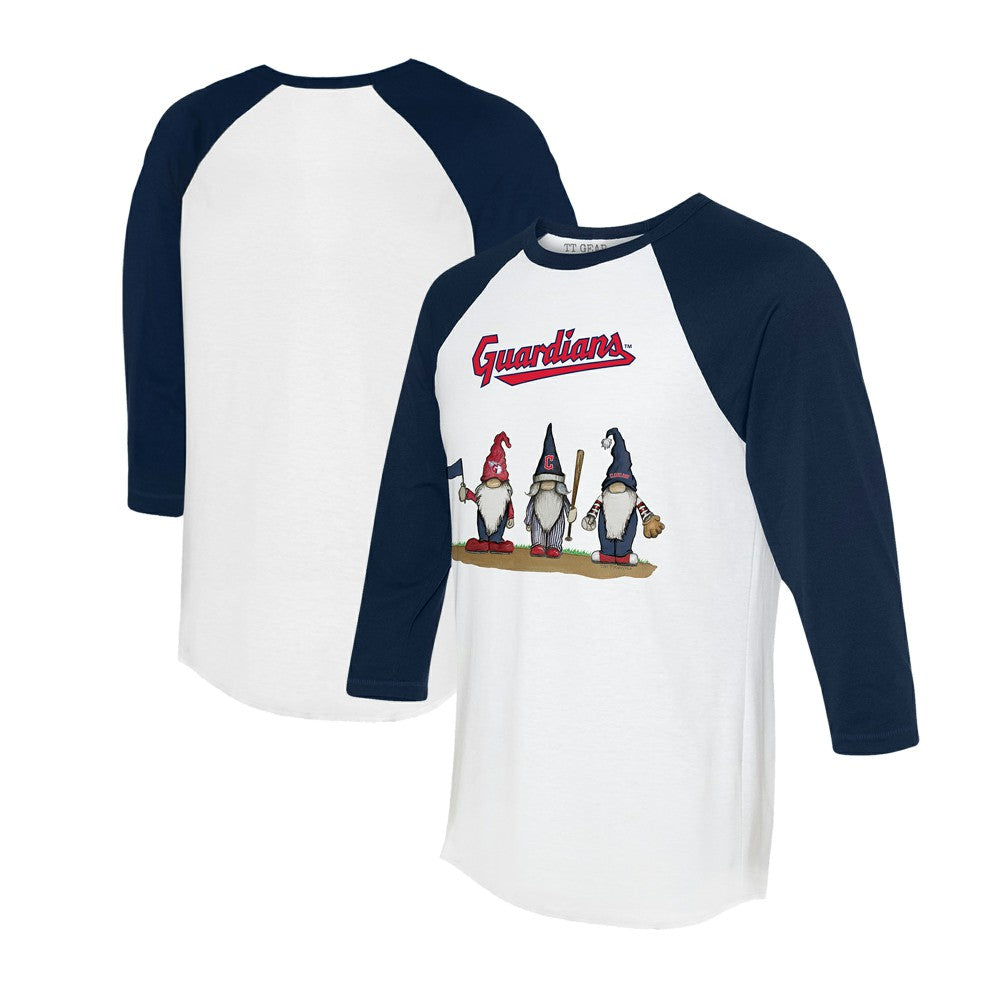 MLB Cleveland Guardians Tiny Turnip Unisex Gnomes 3/4-Sleeve Raglan T-Shirt