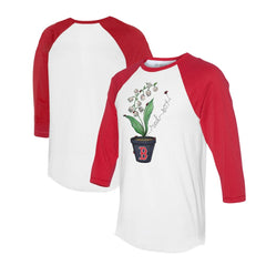 MLB Boston Red Sox Tiny Turnip Unisex Lilies & Ladybugs 3/4-Sleeve Raglan T-Shirt