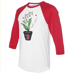 MLB Boston Red Sox Tiny Turnip Unisex Lilies & Ladybugs 3/4-Sleeve Raglan T-Shirt