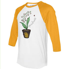 MLB San Diego Padres Tiny Turnip Unisex Lilies & Ladybugs 3/4-Sleeve Raglan T-Shirt