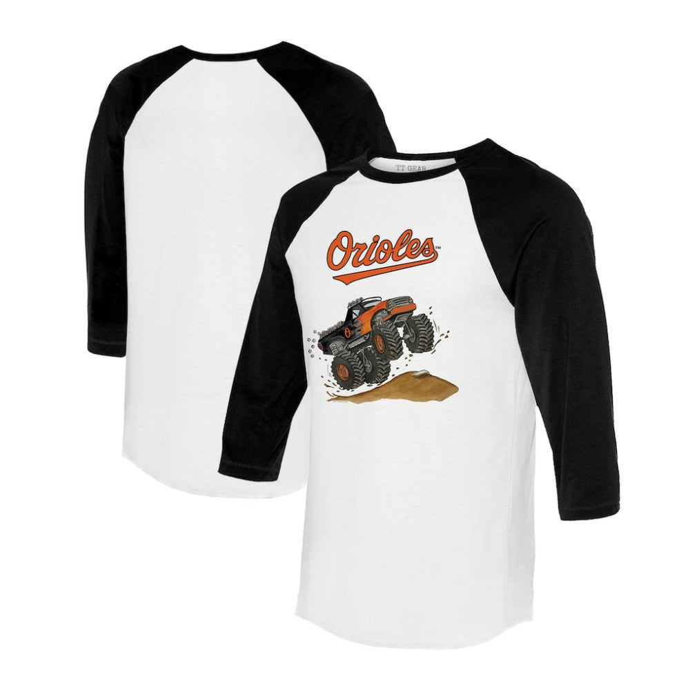 MLB Baltimore Orioles Tiny Turnip Unisex Monster Truck 3/4-Sleeve Raglan T-Shirt