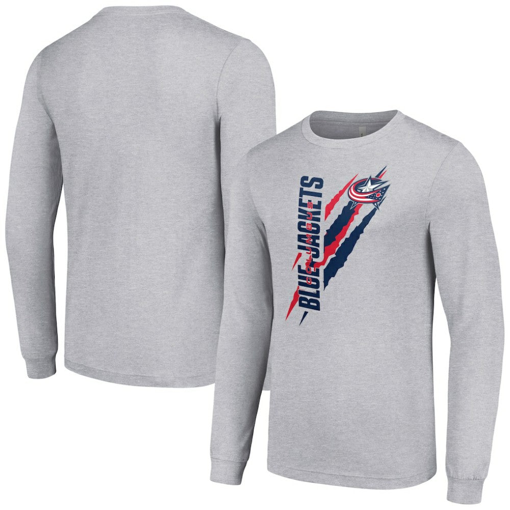 NHL Heather Gray Columbus Blue Jackets Starter Color Scratch Long-Sleeve T-Shirt
