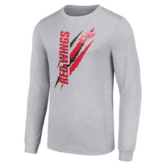 NHL Heather Gray Detroit Red Wings Starter Color Scratch Long-Sleeve T-Shirt