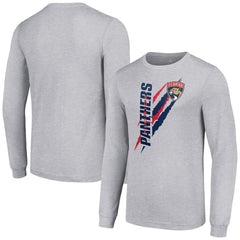 NHL Heather Gray Florida Panthers Starter Color Scratch Long-Sleeve T-Shirt