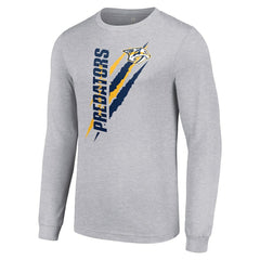 NHL Heather Gray Nashville Predators Starter Color Scratch Long-Sleeve T-Shirt