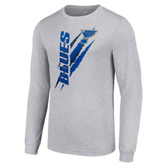 NHL Heather Gray St. Louis Blues Starter Color Scratch Long-Sleeve T-Shirt