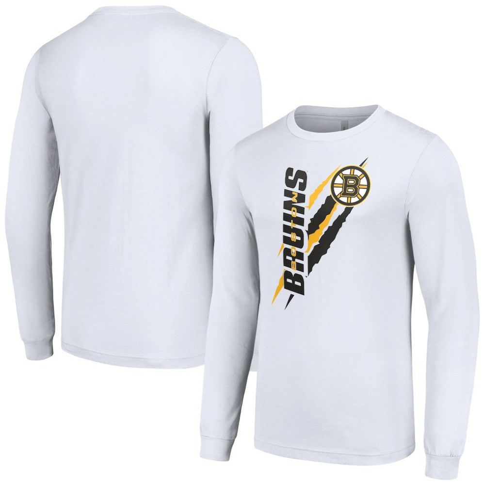 NHL White Boston Bruins Starter Color Scratch Long-Sleeve T-Shirt