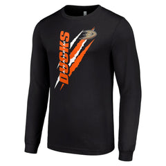 NHL Black Anaheim Ducks Starter Color Scratch Long-Sleeve T-Shirt