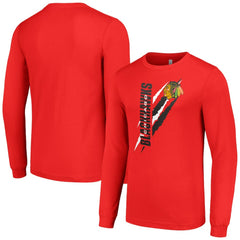NHL Red Chicago Blackhawks Starter Color Scratch Long-Sleeve T-Shirt
