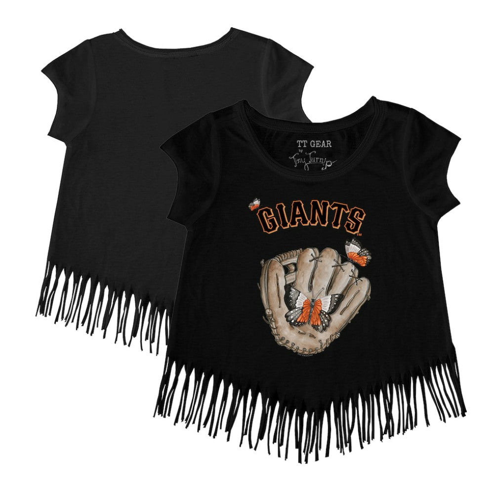 MLB San Francisco Giants Tiny Turnip Girls Youth Butterfly Glove Fringe T-Shirt