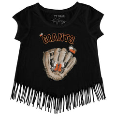 MLB San Francisco Giants Tiny Turnip Girls Youth Butterfly Glove Fringe T-Shirt